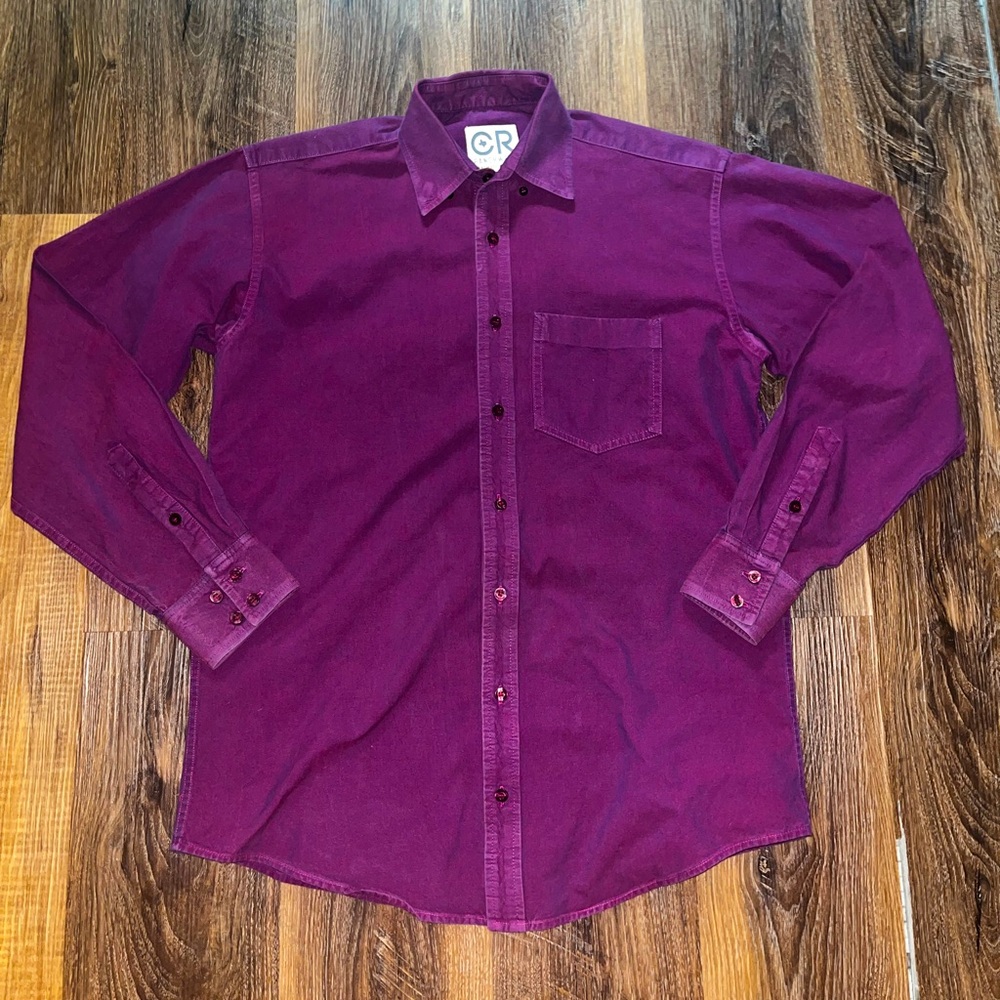 CR RANCHWEAR Mens Deep Purple Long Sleeve Button Down